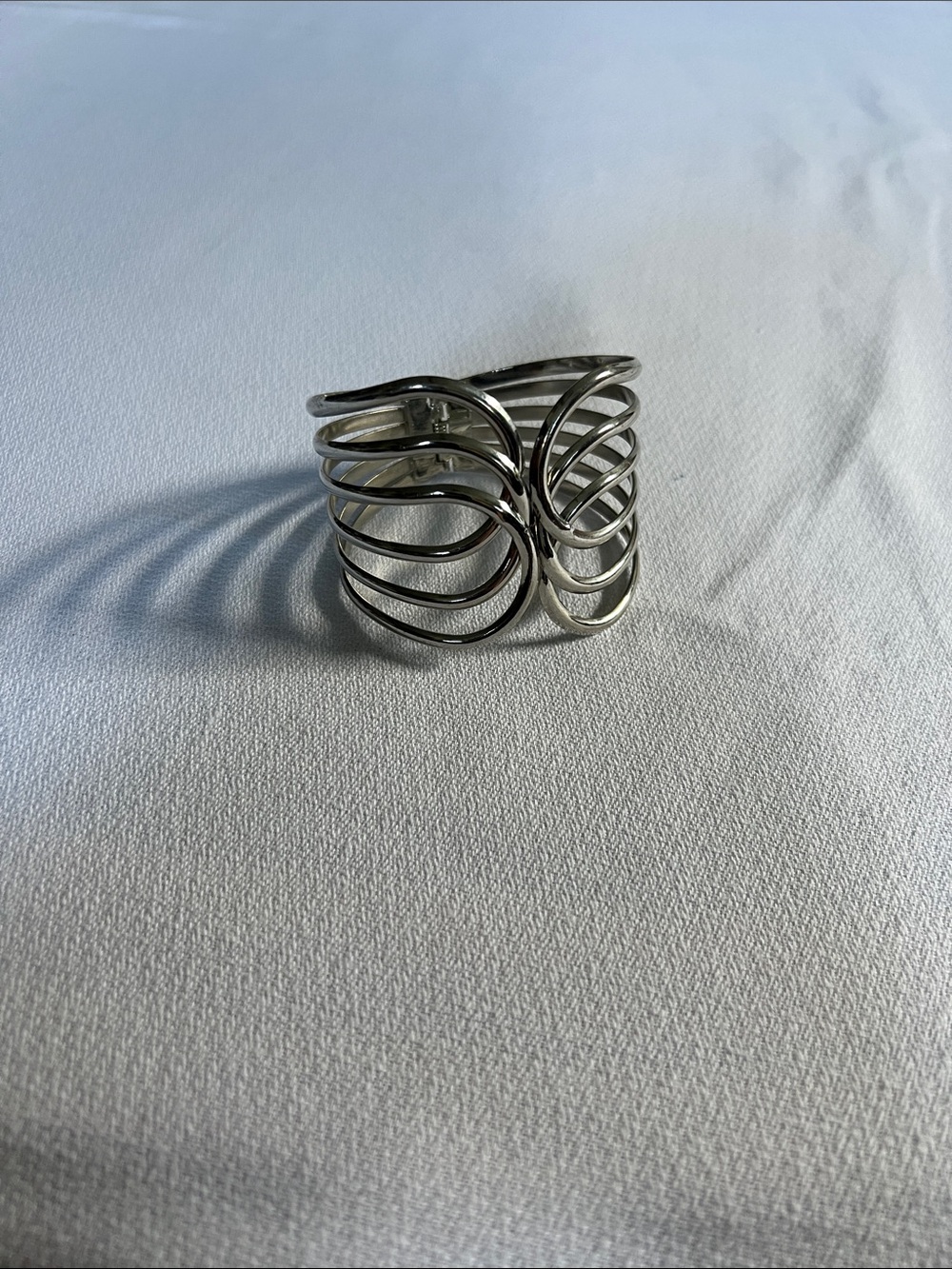 Sterling Silver Multi-Band Open Cuff Bracelet - Silver
